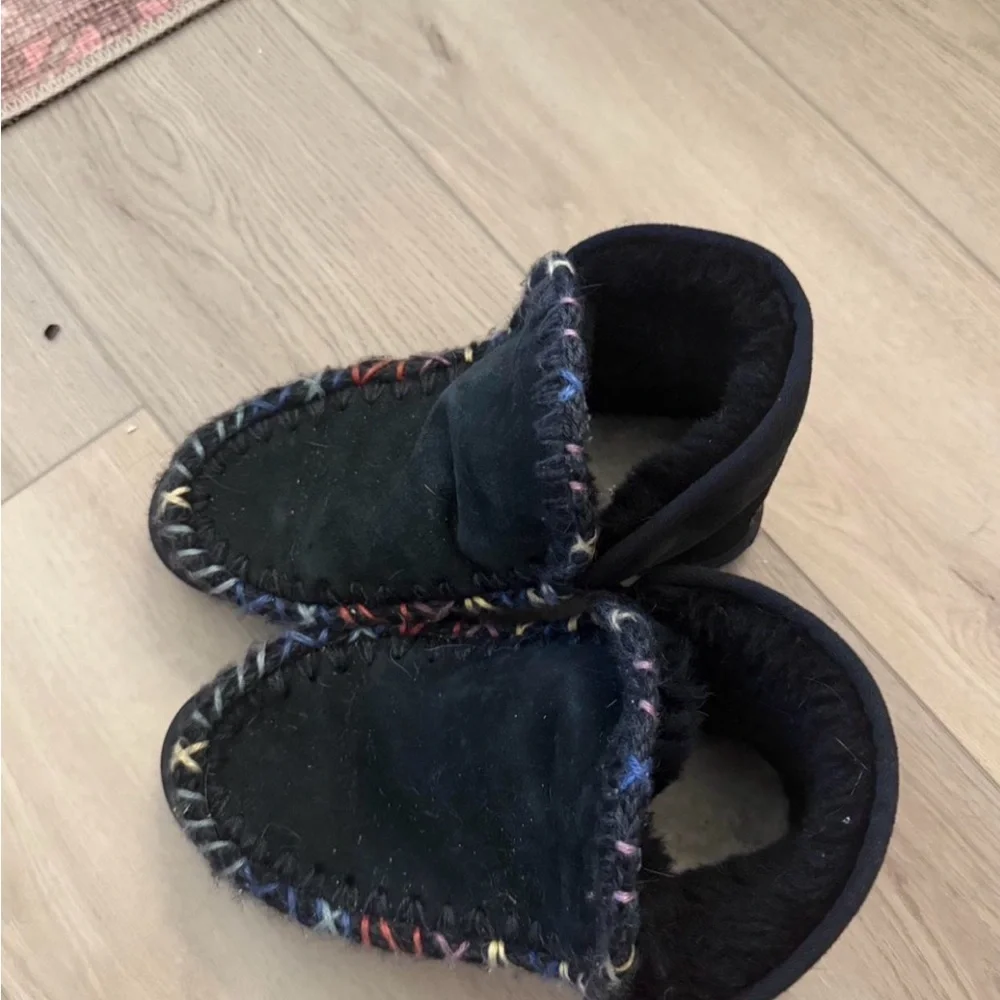 Mou Black Ankle Boots with Multicolor Stitching - Picture 3 of 3